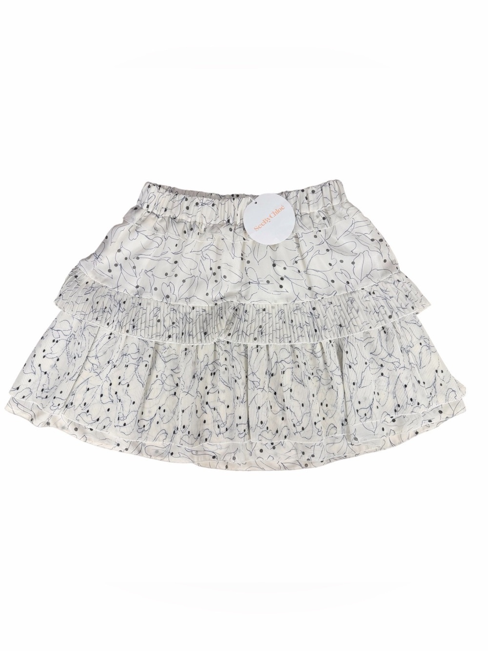 See By Chloe Mini White Floral Ruffle Skirt NWT